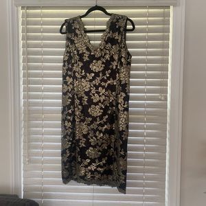 Black lace with gold sequins dress